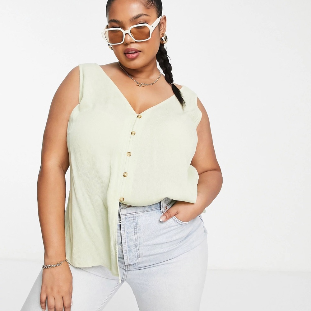 Gauzy plus size button down top